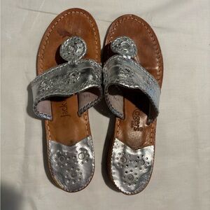 Jack Rogers Metallic Silver Sandals 7M